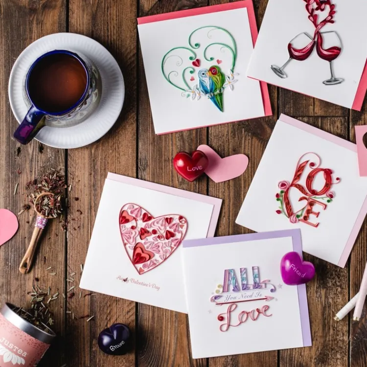 Online A Toast to Love Quilling Card Love Cards