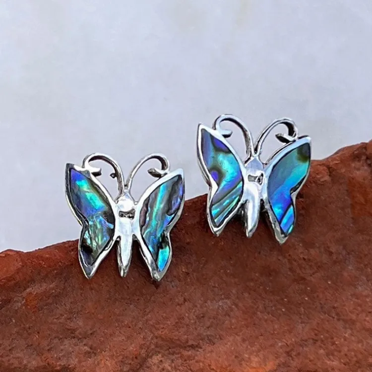 Discount Abalone Butterfly Studs Earrings