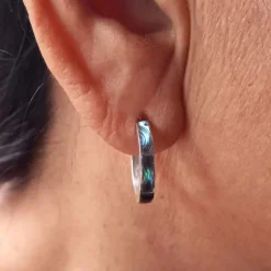 Online Abalone Inlay Huggies Earrings