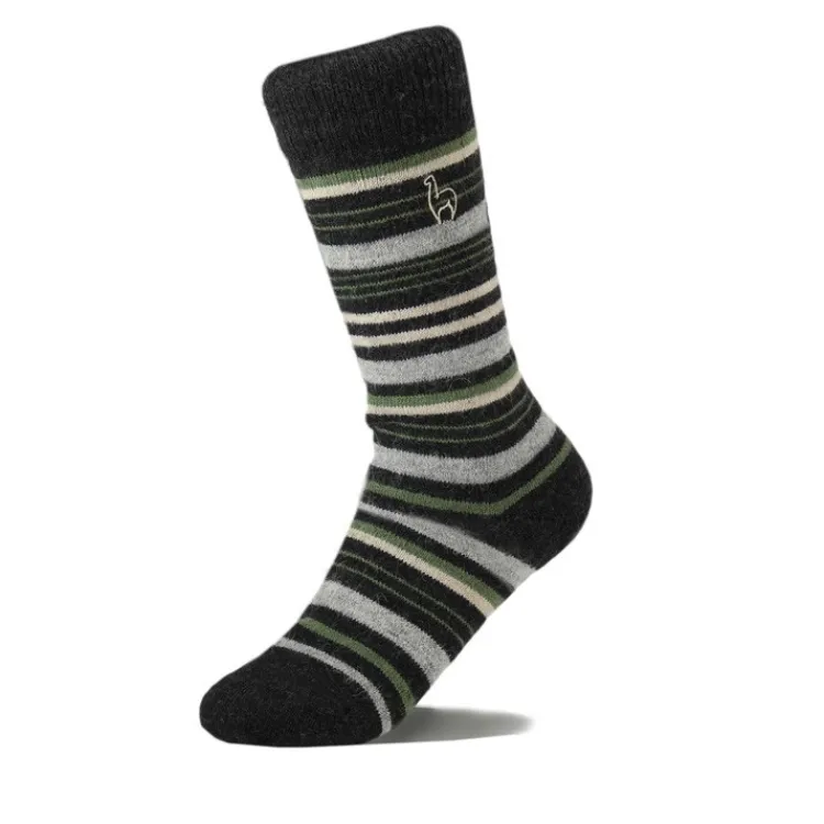 Outlet Alpaca Stripe Socks Moss Socks