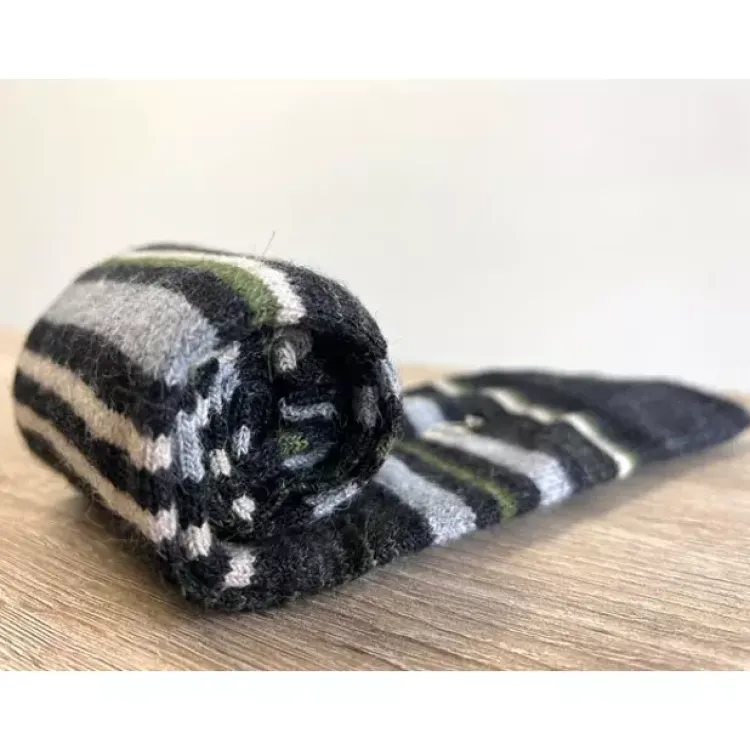 Outlet Alpaca Stripe Socks Moss Socks