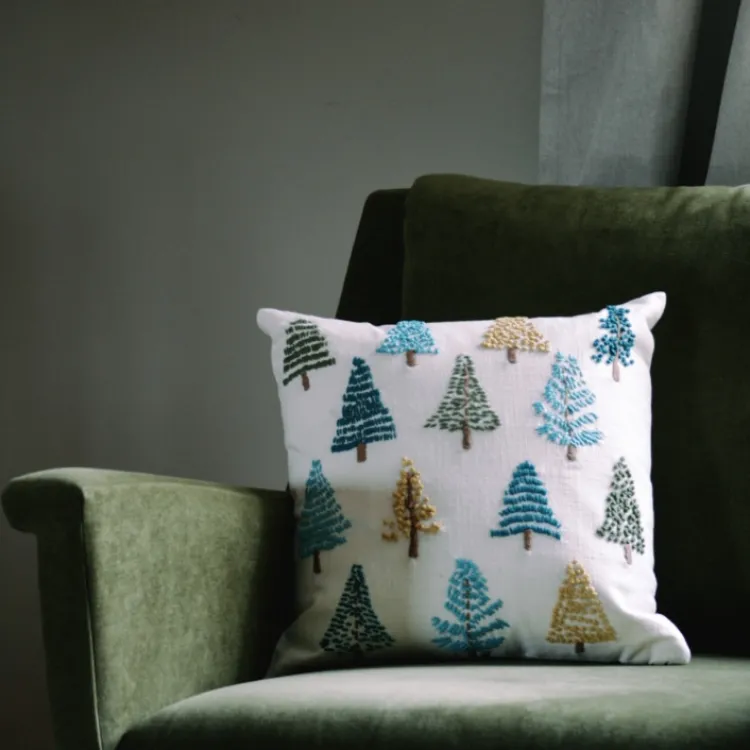 Best Alpine Trees Embroidered Pillow Pillows