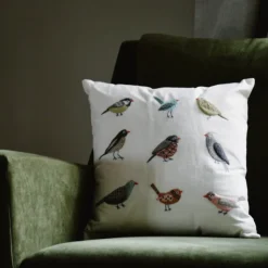 Fashion Aviary Bird Cream Pillow Pillows