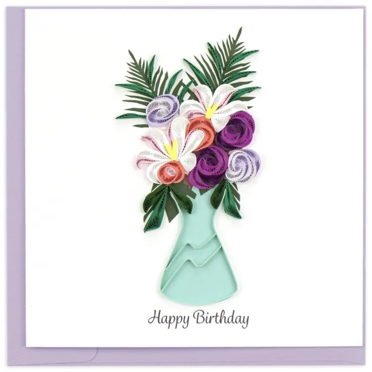 Hot Birthday Flower Vase Quilling Card Special Occasion Cards | Bird & Flower Cards