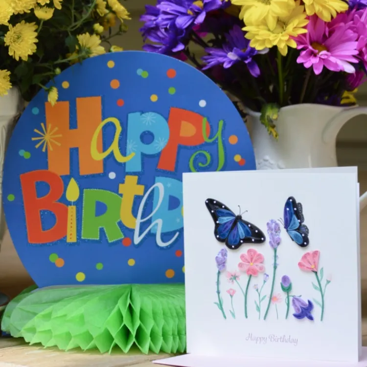 Best Birthday Flowers & Butterflies Quilling Card Special Occasion Cards