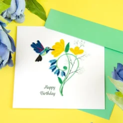 New Birthday Hummingbird Quilling Card Special Occasion Cards | Bird & Flower Cards