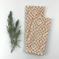 Outlet Block Print Organic Cotton Napkins Set/2 – Amber Triangles Linens