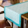 Clearance Block Print Table Runner 16″ x 90″ – Jaipur Aqua Linens