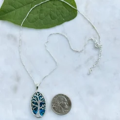 Fashion Blue Abalone Tree of Life Necklace Necklaces