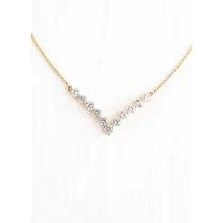 Online Brilliance V-Bar Chevron Zircon & Gold Necklace Fight Trafficking | Necklaces