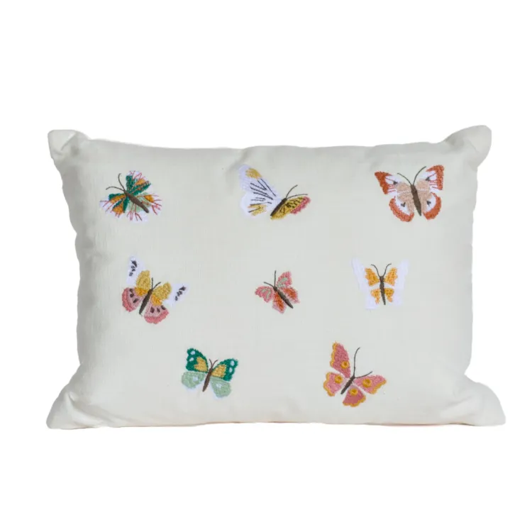 Clearance Butterflies Embroidered Pillow 12″ x 16″ Pillows
