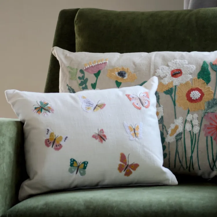 Clearance Butterflies Embroidered Pillow 12″ x 16″ Pillows