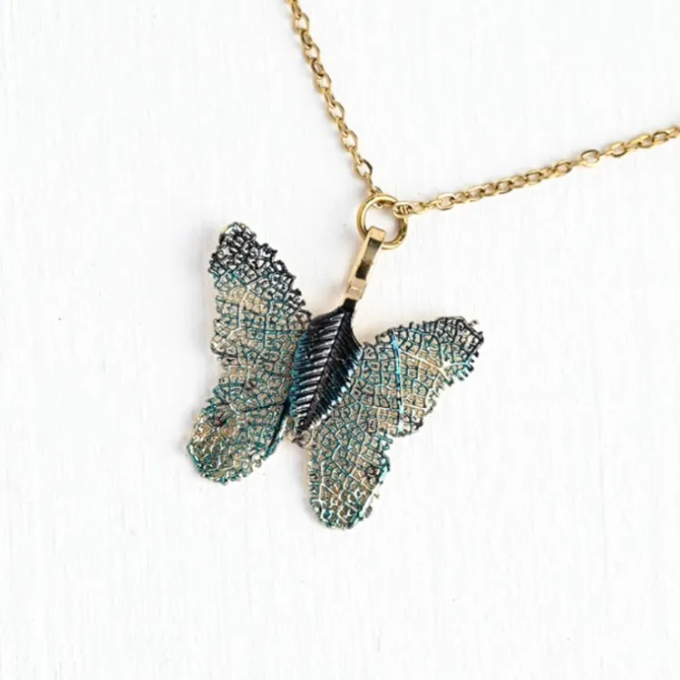 Sale Butterfly Gold Pendant Leaf Necklace Fight Trafficking