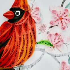 Fashion Cardinal & Cherry Blossom Quilling Card Bird & Flower Cards