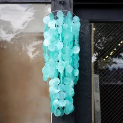 Hot Chandelier Capiz Chime – Turquoise Capiz Wind Chimes