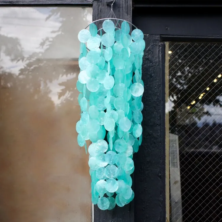 Hot Chandelier Capiz Chime – Turquoise Capiz Wind Chimes