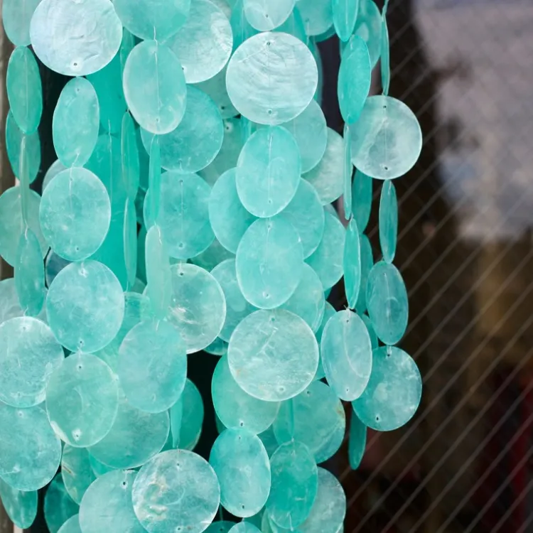 Hot Chandelier Capiz Chime – Turquoise Capiz Wind Chimes