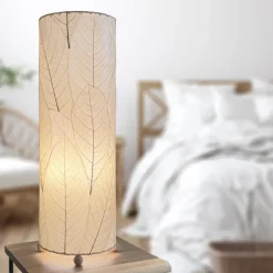 Fashion Cocoa Leaf Cylinder Leaf Lamp 24″ – Natural – preorder for est. ship 7/2025 Leaf Lamps