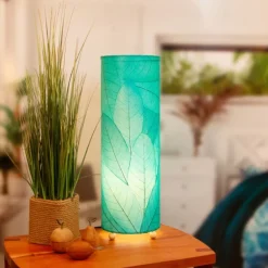Outlet Cocoa Leaf Cylinder Leaf Lamp 24″ – Sea Blue Leaf Lamps
