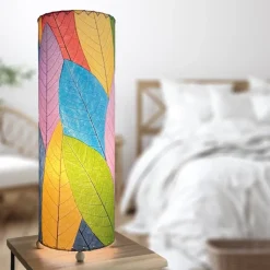 Sale Cocoa Leaf Cylinder Leaf Lamp 24″ – Multi – preorder for est. ship 6/2025 Leaf Lamps