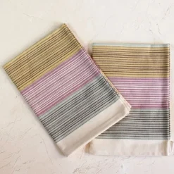 Fashion Cotton Tea Towel Apron Combo – Multi Set/2 Linens | Bread Warmer Baskets