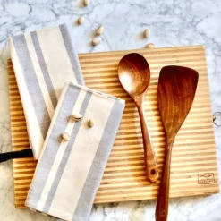 New Cotton Tea Towel Apron Combo – Broad Stripe Set/2 Linens | Bread Warmer Baskets