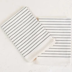 Best Cotton Tea Towel Apron Combo – Ivory Set/2 Linens | Bread Warmer Baskets