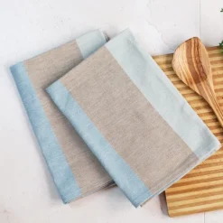 Discount Cotton Tea Towel Apron Combo – Green Stripe Set/2 Linens | Bread Warmer Baskets