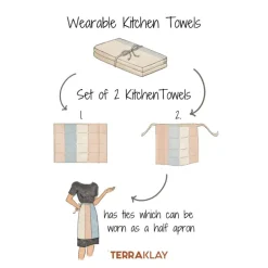 New Cotton Tea Towel Apron Combo – Broad Stripe Set/2 Linens | Bread Warmer Baskets