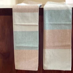 Discount Cotton Tea Towel Apron Combo – Green Stripe Set/2 Linens | Bread Warmer Baskets