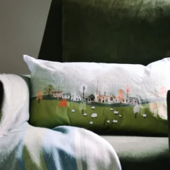 Clearance Countryside Scene Embroidered Pillow Pillows