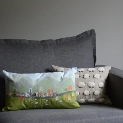 Clearance Countryside Scene Embroidered Pillow Pillows