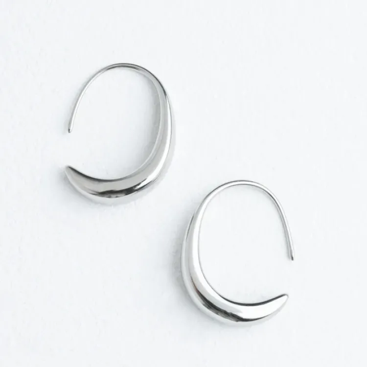 Fashion Crescent Moon Thread Drop Earrings Silver Fight Trafficking | Earrings