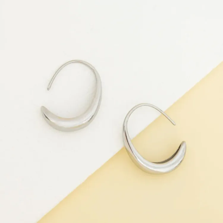 Fashion Crescent Moon Thread Drop Earrings Silver Fight Trafficking | Earrings