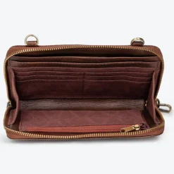Clearance Crossbody Wallet Brown Leather Bags