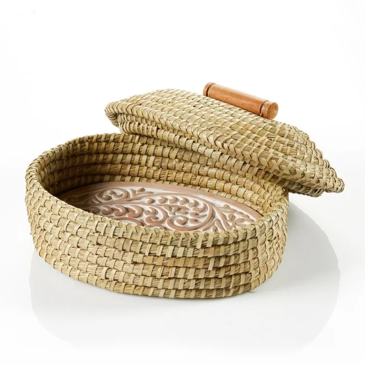 Hot Curly Fern Bread Warmer Basket with Lid Tabletop | Bread Warmer Baskets