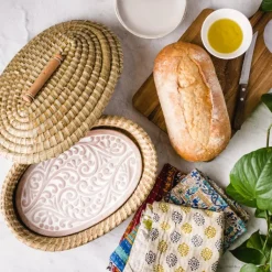 Hot Curly Fern Bread Warmer Basket with Lid Tabletop | Bread Warmer Baskets