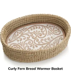 New Curly Fern Bread Warmer Basket Gift Set Tabletop | Bread Warmer Baskets