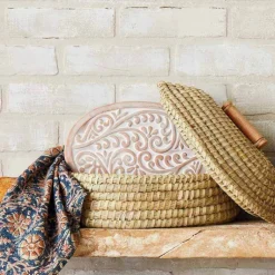 Hot Curly Fern Bread Warmer Basket with Lid Tabletop | Bread Warmer Baskets