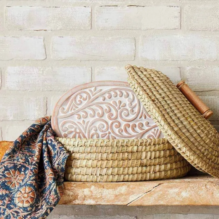 Hot Curly Fern Bread Warmer Basket with Lid Tabletop | Bread Warmer Baskets