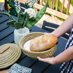 Hot Curly Fern Bread Warmer Basket with Lid Tabletop | Bread Warmer Baskets