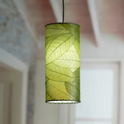 Fashion Cylinder Pendant Leaf Lamp – Green Leaf Lamps