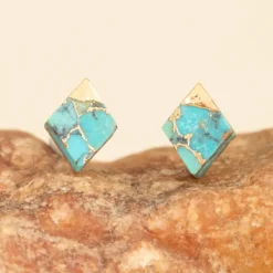 Fashion Desert Bloom Diamond Turquoise Studs Fight Trafficking | Earrings