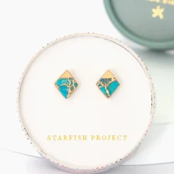 Fashion Desert Bloom Diamond Turquoise Studs Fight Trafficking | Earrings