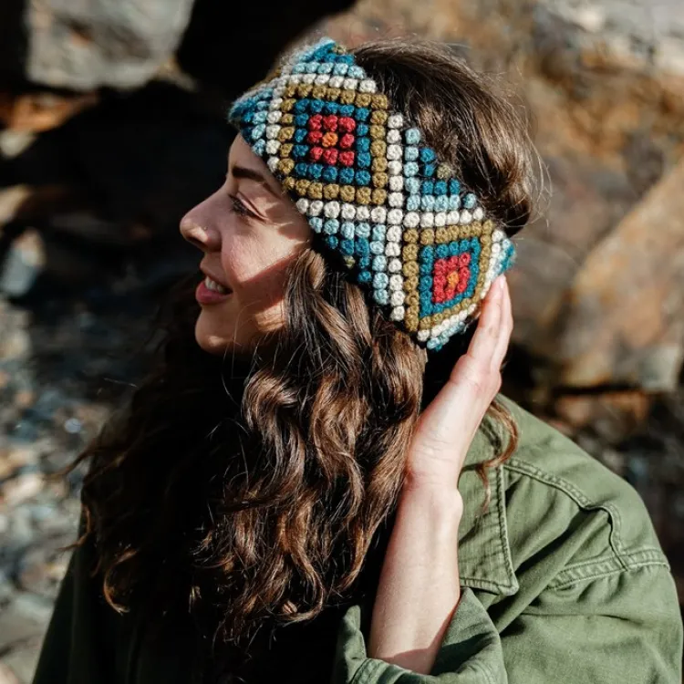 New Diamond Earwarmer Blue Knitwear