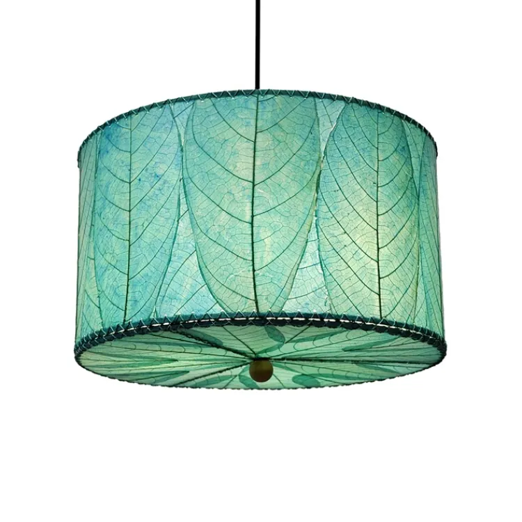 Fashion Drum Pendant 18” Leaf Lamp – Blue Leaf Lamps