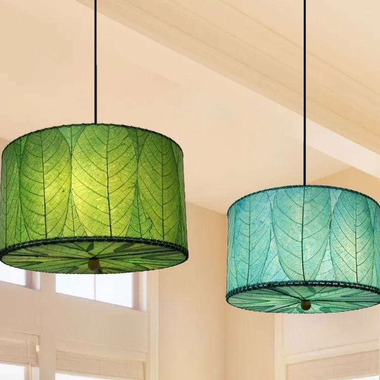 Fashion Drum Pendant 18” Leaf Lamp – Blue Leaf Lamps