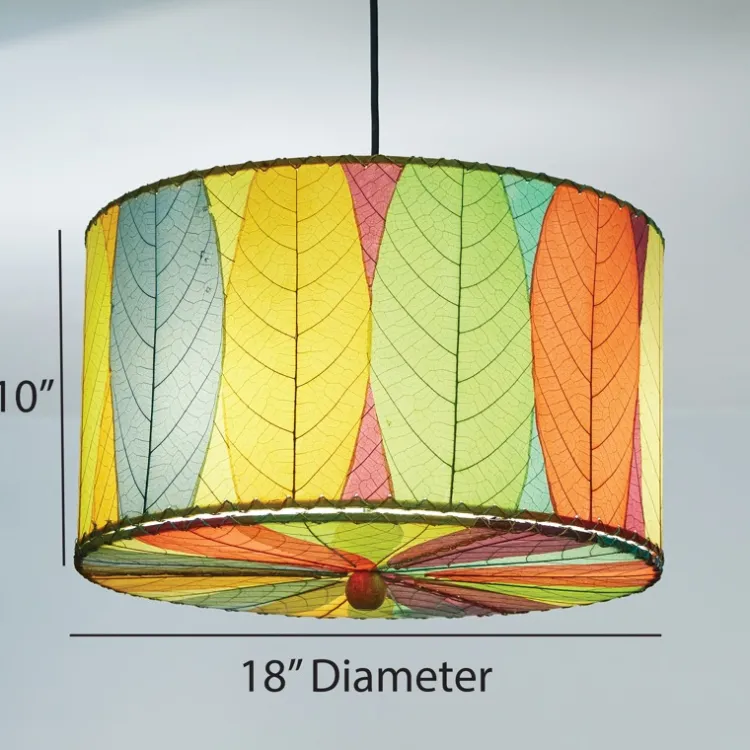 Fashion Drum Pendant 18” Leaf Lamp – Blue Leaf Lamps