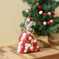Clearance Felt Ball Garland Red & White Garlands