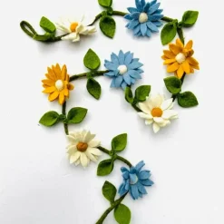 Discount Felt Daisy Garland – Blue, White and Yellow Garlands | Felt Flowers